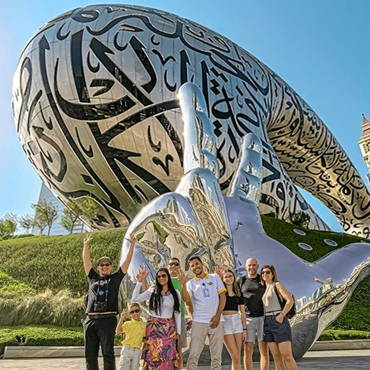 Explore the unique architecture of The Museum of The Future capturing memories with friends as you discover Dubai's cultural evolution culminating at the striking Dubai Frame for unforgettable views.